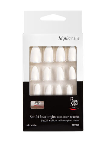 Set 24 uñas artificiales Idyllic nails Holo White