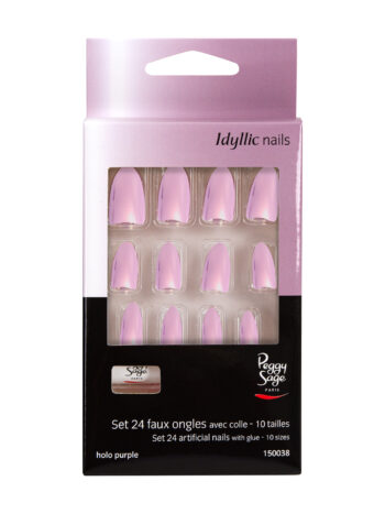 Set 24 uñas artificiales Idyllic nails Holo Purple