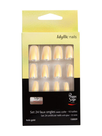 Set 24 uñas artificiales Idyllic nails Holo Gold