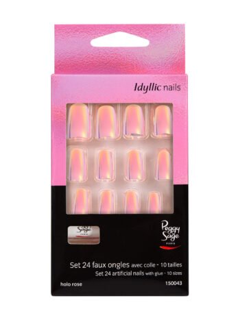 Set 24 uñas artificiales Idyllic nails Holo Rose