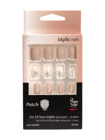 Juego de 24 uñas artificiales con parche - nude sparkle