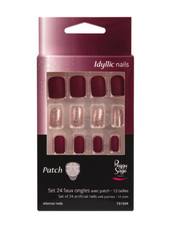 Juego de 24 uñas artificiales con parche - intense reds