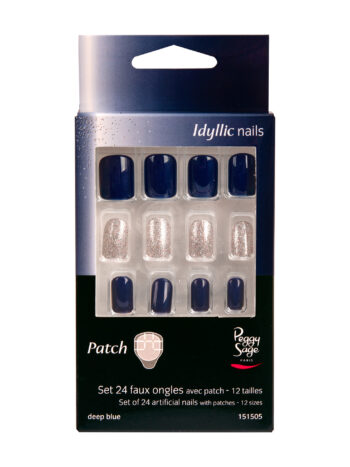 Juego de 24 uñas artificiales con parche - deep blue