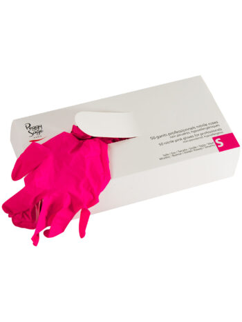 50 guantes profesionales de nitrilo rosas - S
